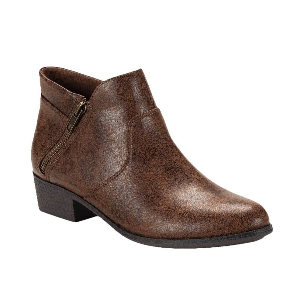 Sun + Stone Adelinee Womens Chocolate Brown Double Zip Ankle Booties Size 6.5M
